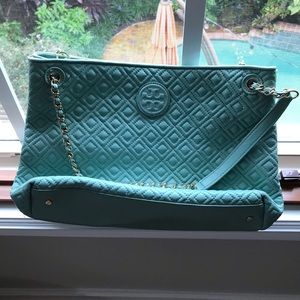 Tory Burch mint colored quilted bag